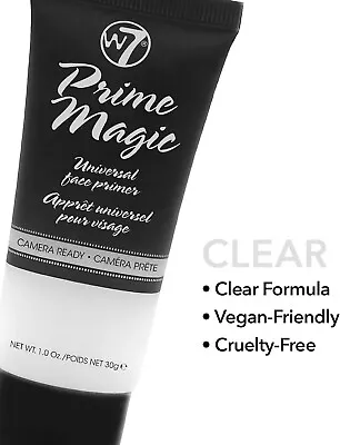 W7 Prime Magic Face Primer - Clear MakeUp Base Transparent Reduces Pores Lines • £5.99