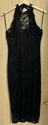 £14.99 • Buy Ladies Uk 12 Amy Childs Black Sleeveless Crochet Detailing Lace Evening Dress