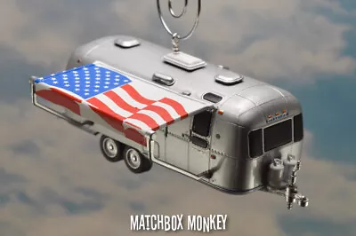 $54.10 • Buy Airstream Safari Camper W USA Flag Awning Trailer Custom Christmas Ornament RV