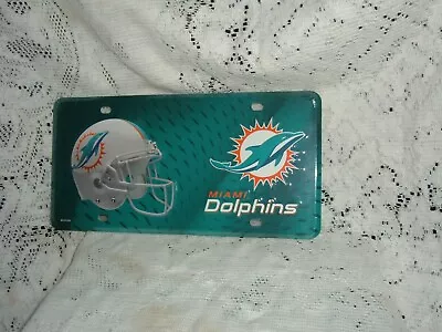 Miami Dolphins Football Helmet And Dolphin Logo Metal Teal License Plate 6 ×12  • $19.95