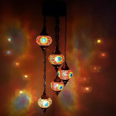 £100 • Buy Authentic Turkish Moroccan Glass Mosaic Hanging Lamp Ceiling Light Chandeliers