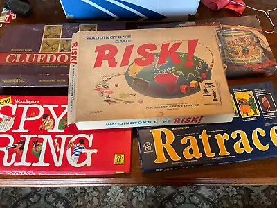 6x Waddington's Board Games Risk Campaign Spy Ring Cluedo Rat Race Mission Impos • £35