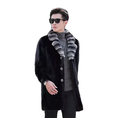 Men Business Fur Long Coat Casual Mink Coat Thickened Warm Windbreaker Outwear • $166.99