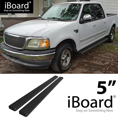 Running Board Step 5in Steel Black Fit Ford F150 F250LD SuperCrew Cab 01-03 • $189