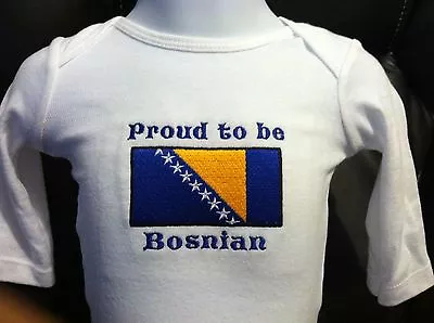 Proud To Be Bosnian Bosnia Embroidered Flag Baby Bodysuit • $12.59