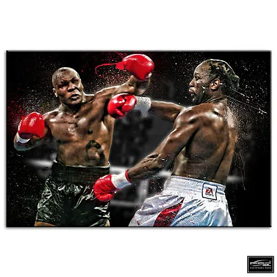 Mike Tyson Lennox Lewis   Sports BOX FRAMED CANVAS ART Picture HDR 280gsm • £19.99
