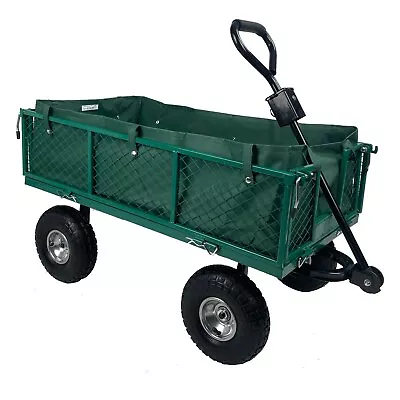 Green Large Garden Trolley 350KG Festival Cart Wheelbarrow Camping Truck Steel • £54.90