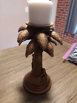 Candle Holder Climbing MONKEYS ON Palm Tree WITH CANDLE  HEAVY Tall Large  • $0.99