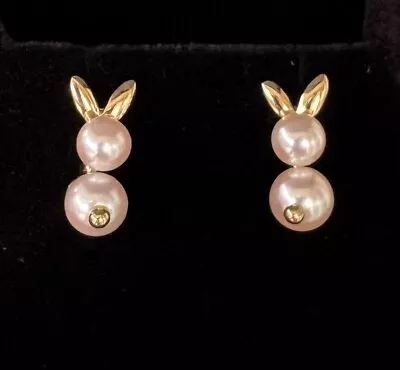 Van Cleef & Arpels 18k Yellow Gold Cultured Pearl Bunny Earrings • $2500