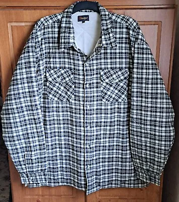 Sherwood Forest Mens Black Check Lumberjack Jacket Work Shirt Quilted Lining XXL • £14.99