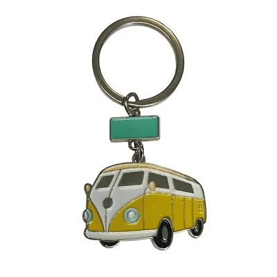 Yellow And White Camper Van Metal Key Ring **END OF LINE** • £4.99