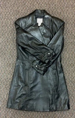 $49.95 • Buy Women’s Vakko Sport Leather Double Breast Trench Coat - Knee Length  Size XS