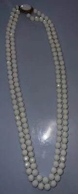 Miriam Haskell ? Vintage  Layered White Milk Glass Clasp Choker Necklace 22” • $10.68