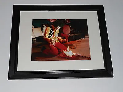Framed Jimi Hendrix Monterey Pop Guitar On Fire Mini-Poster 14  By 17  • $45