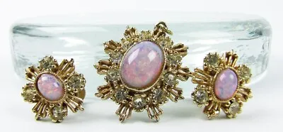 Vintage Anthony Pink Fire Opal Pendant And Earrings. Great For Mother’s Day! • $15