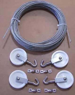 Marine Boat Pulley Tiller Rope Steering Cable 50 Ft & Pulleys Kit #9 • $59.50