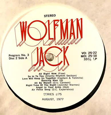 Usaf Wolfman Jack #75 3/4 2 30 Min Shows 13 Tunes: Todd Rundgren Hot q Free • $32.99