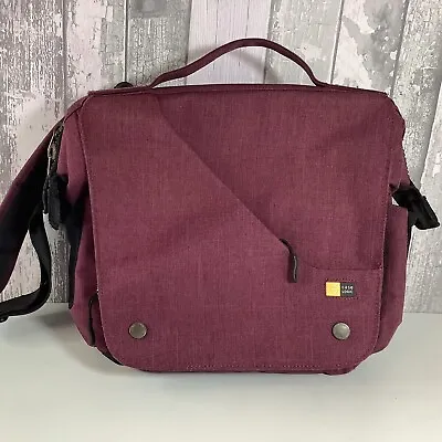Case Logic IPad Tablet Messenger Bag Plum Burgundy Handbag Padded Shoulder Strap • £14.99