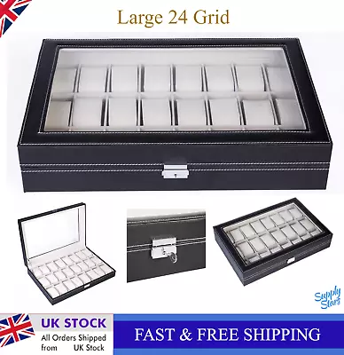 £20.95 • Buy 24 Grids Watch Box For Men Luxury Display Case Organizer Jewelry Storage Holder