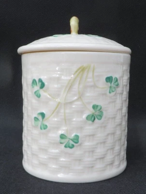 £9.95 • Buy Belleek Shamrock Design Lidded Sugar Bowl. Immaculate Condition