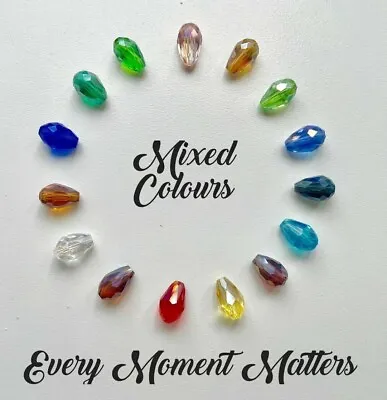 £2.89 • Buy 20 X AB CRYSTAL GLASS FACETED TEAR DROP PEAR SHAPE 15x10mm Beads Mixed Colours