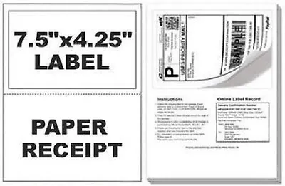 100 Self Adhesive Mailing Shipping Labels W/ Tear Off Paper Receipt Paypal EBay • $14.95