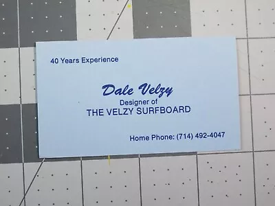 Vtg Skateboard Surf Co. Business Card Dale Velzy • $200