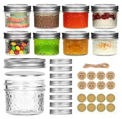 Small Mason Jars 4Oz 8 Pack Mini Mason Jars Canning Jars With 8 Split-Type Lid • $17.99