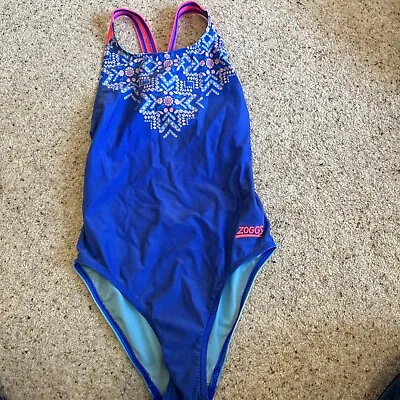 Girls Zoggs Blue Swimming Costume Size UK 28 Inch • £2.50