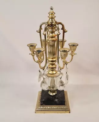 Vintage Dilly Mfg Co 6 Arm Candelabra Slim Taper Metal Glass Marble Art Deco 12  • $29.99