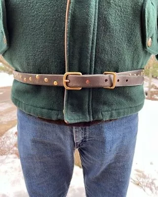 Latigo Mountain Man Rendezvous Belt Solid Brass Buckle W Brass Plated Tacking • $74.95