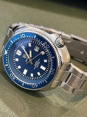 QINGXIYAQuartzm Navy Blue 44 Mm WR30M Men Dive Watch Ships From USA • $45