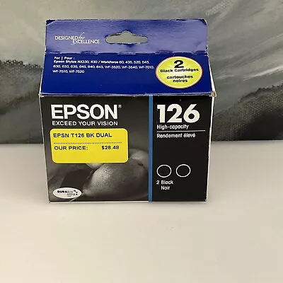 Genuine Epson T126120-D2 DURABrite Ultra Black Dual Pack High Exp 11/23 • $18.56
