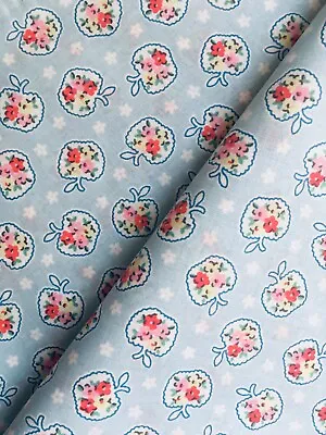 25cm X 52cm Long Cath Kidston Ditsy Apple Blue Haberdashery Cotton Fabric New • £4.19