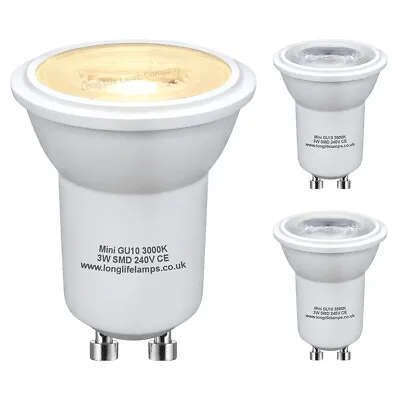 3 X Mini GU10 LED Halogen Light Bulbs 35mm Small GU10 35W  • £8.99