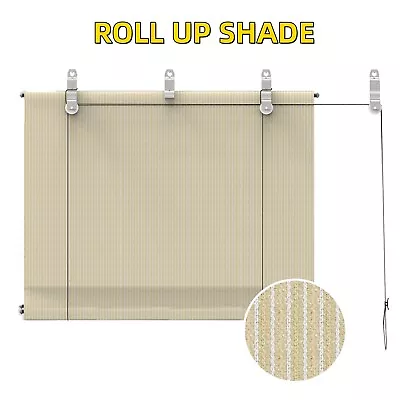 Roll Up Shade Roller Shade UV Blind Screen Patio Outdoor Deck Gazebo Porch Beige • $46.02