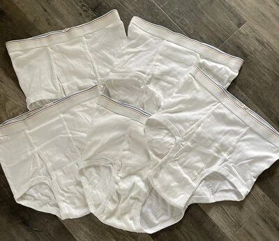 $47.99 • Buy Vintage Fruit Of The Loom Briefs Mens Size 34-36 Lot 5 Underwear White NWOT
