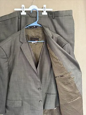 Tessori 3 Piece Brown Italian Suit 56R Rayon Dacron 51x29 51R 2 Button W/ Vest • $100