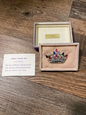 Vintage Family Crown Pin By B. David : Brooch W/Original Box • $24.99