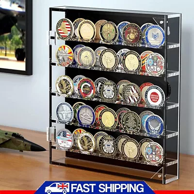 45 Coin Military Challenge Coin Pin Medal Display Case Cabinet Wall Desk Decor • £19.89