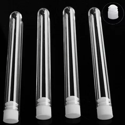 12mm 100/200Clear Plastic Test Tubes With Caps For Bath Salt Container Vials DIY • $22.98