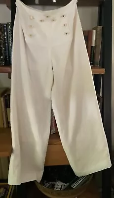 Chanel Vintage Sailor White Linen Pants Size 40 • $575