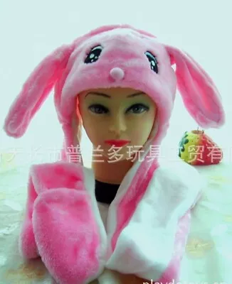 $9.99 • Buy Pink Bunny Big Eye Party Halloween Costume Animal Plush 3in1 Hat Scarf Mitten