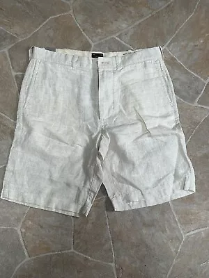 J CREW Shorts Mens 29 X 9 Beige Flat Front 100% Linen Regular-Fit AM406 • $6.99