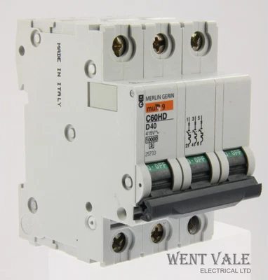£34.95 • Buy Merlin Gerin Multi 9 - C60HD340 - 40a Type D Triple Pole MCB Used