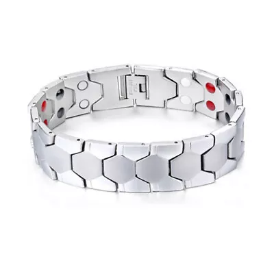 Magnetic Bracelet Rhombus Metal Geometric Chains Bangle Men Women Bangles Gift • £7.38