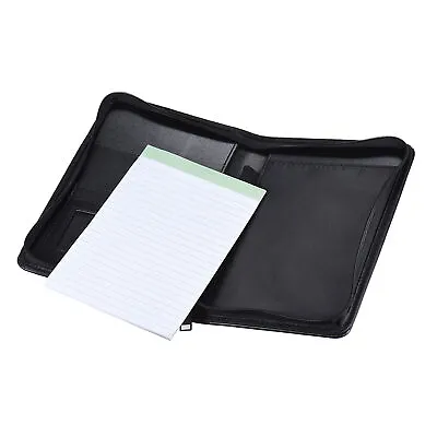 A5 PU Leather Business Zippered Portfolio Document Organizer Folder Holder J6E4 • £15.91