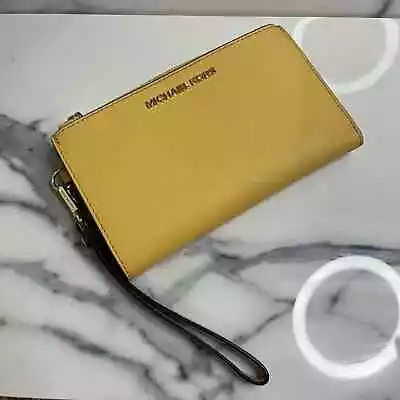 Michael Kors | Yellow Gold Accent Double Zip Wristlet Wallet • $75