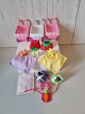 Zhu Zhu Pets Baby Prams Clothes Toys  Accessories Bundle Rare  • £10