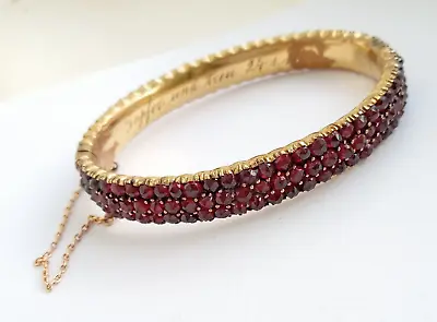 Antique Bracelet Pyrope Gilding Bohemian Natural Garnet Women's Jewelry • $380